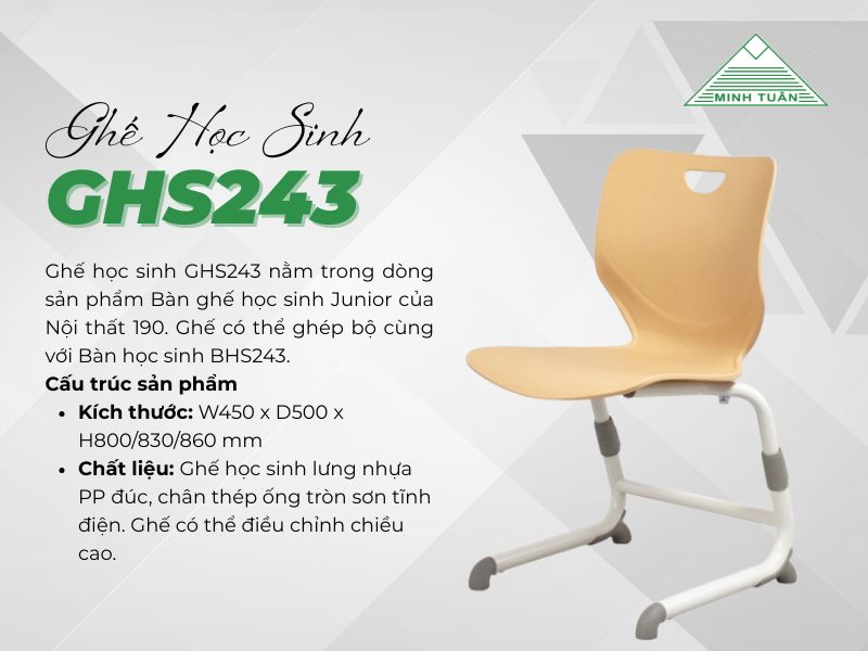Khám Phá Ghế Học Sinh GHS243: Sự Kết Hợp Giữa Thẩm Mỹ Và Tiện Ích