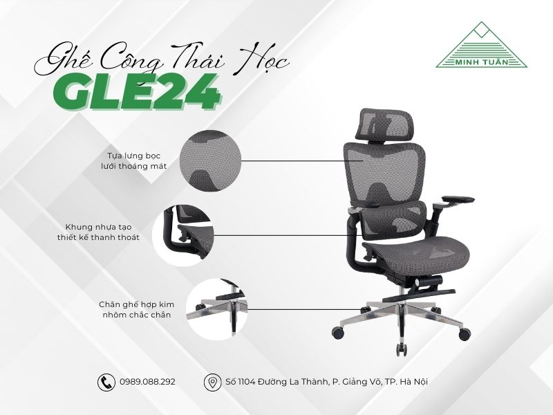 Ghế Công Thái Học GLE24 – Bí Quyết Giảm Đau Lưng, Tăng Năng Suất Làm Việc